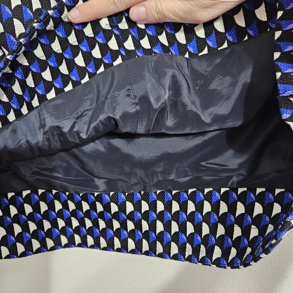 J Crew Geometric Print Blue and Black Mini Skirt. Size 12. - Picture 4 of 7